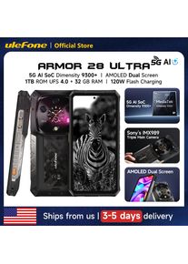 Ulefone Armor 28 Ultra 5G AI Rugged Phone 32GB RAM+1TB ROM Android Smartphone AMOLED 6.67" 10600mAh Mobile phone