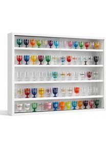 5-Tier Wall-Mounted Shot Glass Display, Glass Door Cabinet, Adjustable Shelves, Bar or Liquor Glass Storage, Bedroom Playroom, W