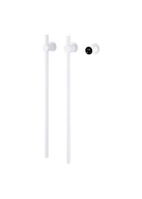 Vertical Matte White 80.5x2.2cm 2 Round Electric Towel Rails Wall Mounted 304 Stainless Steel Hidden Electric Towel Warmer Rack