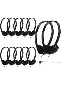 Student Bulk Wired on-Ear Headphones 3.5mm Plug Adjustable Headband Clear Stereo for Classroom Library Computer Lab