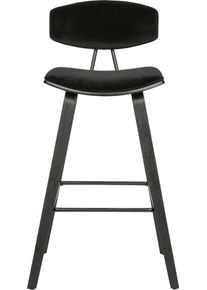 Barhocker Woood "Senn", schwarz, B:42cm H:91cm T:48cm, Hocker, Barhocker, Sitzfl&auml;che aus Samt, H 94 cm x B 41 cm