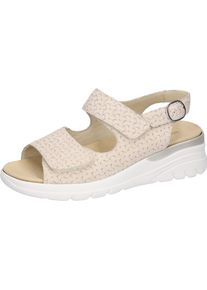Waldl&auml;ufer Keilsandalette WALDL&Auml;UFER "H-IVY", Damen, Gr. 3,5 (36), beige (hellbeige), Nubukleder, Flechtoptik, unifarben, Schuhe Keilsandalette, Sommerschuh, Klettsandale, Bequemschuh in Komfortweite H (= sehr weit)