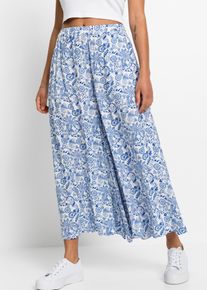 Palazzohose bonprix, Damen, Gr. 40, N-Gr, wei&szlig; (wei&szlig;, blau paisley), Obermaterial: 100% Viskose, loose fit, Hosen Palazzohose, aus Viskose, mit elastischem Bund, Loose Fit, Casual Stil