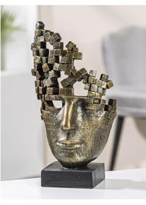 Dekofigur CASABLANCA BY GILDE "Skulptur "Male Mask", braun (bronzefarben), B:16cm H:30cm T:10cm, Kunstharz, Dekofiguren, Dekofigur, Stilisiertes Gesicht mit Antikfinish, Wohnzimmer