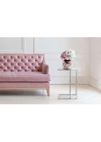 Beistelltisch Kayoom "Sita, Minimalistischer Stil, Gefertigt aus 100 % Edelstahl", silber, B:40cm H:60cm T:30cm, 100% Edelstahl, Tische, Beistelltisch, Minimalistischer Beistellisch in C-Form aus Edelstahl