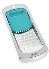 Sp&auml;tzlereibe Leifheit "3224", blau (t&uuml;rkis, silberfarben), B:4,1cm L:15,2cm T:33,3cm, Aluminium, K&uuml;chenreiben, Sp&auml;tzlereibe