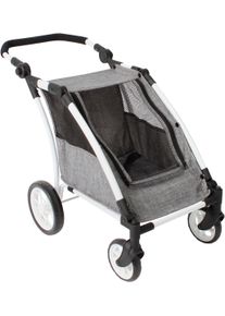 Bayer Chic 2000 Puppen-Zwillingsbuggy CHIC2000 "Puppen-Trailer Roadster", grau (jeans grau), Puppenwagen, KinderB:40cm H:64cm T:72cm, Kunststoff, Polyester, Stahl, Puppen-Zwillingsbuggy, f&uuml;r zwei Puppen, B:40cm H:64cm T:72cm