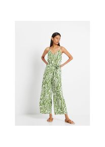 bonprix Jumpsuit mit modischem Druck, aus Viskose, figurumspielende Passform gr&uuml;n, Gr&ouml;&szlig;e 44