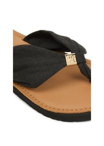 Tommy Hilfiger, Damen, Zehentrenner &raquo;TH LTR FOOTBED SUMMER SANDAL&laquo; Sommerschuh, Strandschuh, Dianette, Flat mit Logoemblem, schwarz, 35, Sommerschuh 