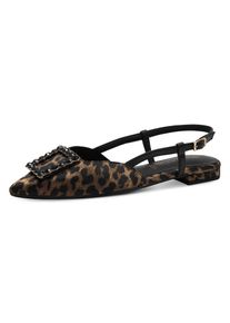 Tamaris, Damen, Slingpumps , Blockabsatz, Sommerschuh mit schickem Schmuckelement, leodruck, 36, Spitz zulaufender Pumps mit verstellbarem 
