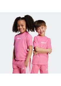 T-Shirt adidas Sportswear "LK LIN TEE 160", M&auml;dchen, Gr. 128, pink (pink fusion, wei&szlig;), Obermaterial: 100% Baumwolle, Rundhals, Shirts T-Shirt, f&uuml;r Kinder, Rundhalsausschnitt, ohne Verschluss, weiches Material