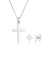 Ohrring und Ketten Set Elli "Schmuckset Kreuz Kette Ohrstecker 925 Silber" Gr. 45, silber, Schmuck_Sets, Damen, Blacklist, Silber 925 (Sterlingsilber), Ohrring und Ketten Set