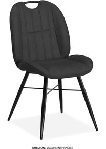 Esszimmerstuhl OMG DESIGN "Shelton", schwarz (anthrazit, schwarz, anthrazit), B:52,5cm H:91,5cm T:65cm, Polyester, St&uuml;hle, Esszimmerstuhl, Esszimmerstuhl, pflegeleichter Bezug, mit Handgriff