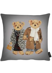 Dekokissen Apelt "Billy", braun (grau, braun, bedruckt), B:45cm H:10cm L:45cm, Polyester, Dekokissen_Sitzkissen_Kissenh&uuml;llen, Dekokissen, inclusive Soft-Kissenf&uuml;llung 100% PES