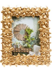 Bilderrahmen KARE DESIGN "Flower 13x18cm", gold, B:20,5cm H:25,5cm T:2,8cm, Polyester, Polyresin, Bilderrahmen, Bilderrahmen