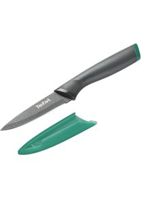 Sch&auml;lmesser Tefal "Fresh Kitchen", grau (grau, gr&uuml;n), Klingenl&auml;nge 9cm, Edelstahl, Kunststoff, Kochmesser, Sch&auml;lmesser, 9 cm, Klingen aus rostfreiem Stahl, Titan-Versiegelung, Klingenschutz