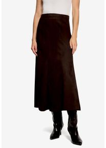 Maxirock Zero, Damen, Gr. 44, chocolate plum, Obermaterial: 95% Polyester, 5% Elasthan, unifarben, k&ouml;rpernah 7/8-L&auml;nge, R&ouml;cke Maxirock, Maxirock aus Veloursleder