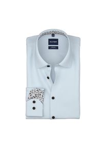 Langarmhemd OLYMP "No. Six", Herren, Gr. 41, N-Gr, bleu, Web, Obermaterial: 97% Baumwolle, 3% Elastolefin, unifarben, slim fit normal, 2-Knopf-Manschette verstellbar, Hemden Langarmhemd, Businesshemd, Kentkragen, Super Slim