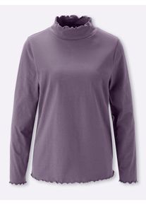 Langarmshirt Classic Basics "Stehkragen-Shirt", Damen, Gr. 52, lila (feige), 100% Baumwolle, unifarben, Shirts Langarmshirt