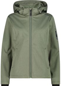 Softshelljacke CMP "WOMAN JACKET ZIP HOOD", Damen, Gr. 36, gr&uuml;n (gr&uuml;n tea me), Softshell, Obermaterial: 100% Polyester, normal, hoch geschlossener Ausschnitt, mit Windstopper, Jacken Softshelljacke, mit Kinnschutz, atmungsaktiv, wasserdicht