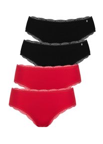 Brasilslip LISCA "4er Pack Damen Brazilian Slip Everyday", Damen, Gr. S, bunt (schwarz, rot), Obermaterial: 75% Baumwolle CO. 15% Polyamid PA. 10% Elasthan EL., Unterhosen Brasilslip