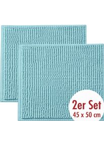 Badematte OTTO HOME "Vanessa Chenille Premium, Badvorleger, Badezimmer, Duschvorleger", blau (hellblau), H:20mm, Polyester, Badematten, Badematte, Uni Farben, besonders weich, flauschig