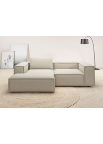 Ecksofa Home Affaire "Watertown, kompakte L-Form, 246 cm breite f&uuml;r kleinere R&auml;ume", beige (sand), B:246cm H:68cm T:171cm, 96% Polyester, 4% Nylon, Sofas, Ecksofa, modernes Ecksofa mit Feincordbezug, platzsparend & bequem