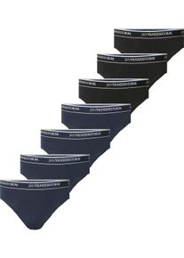 Slip Jan Vanderstorm "7er Pack Slips RIKBEN", Herren, Gr. L, blau (dunkelblau schwarz), Obermaterial: 95% Baumwolle CO. 5% Elasthan EL., Unterhosen Slip