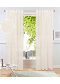 Gardine OTTO HOME "Kyllo", beige (creme), B:140cm H:175cm, Polyester, Gardinen, Gardine, Leinen-Look, halbtransparent, Multifunktionsband, Pflegeleicht