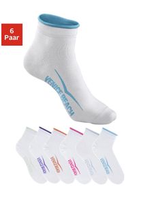 Kurzsocken Venice Beach "Sport & Lifestyle Sneaker Socken Damen", Damen, Gr. 35-38, wei&szlig;, Baumwolle, Elasthan, Polyamid, unifarben, elastisch, Socken Kurzsocken, mit druckfreiem B&uuml;ndchen