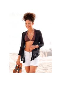 s.Oliver, Damen, Strickjacke &raquo;in luftiger H&auml;keloptik mit 3/4-&Auml;rmeln, ohne Verschluss&laquo; sommerlicher Cardigan, lockere Form, kurze Ajourstrickjacke, 