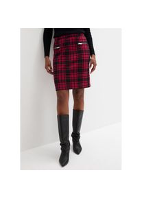 bonprix, Damen, Jerseyrock &raquo;Jersey-Rock&laquo; aus Polyester, Viskose und Elasthan, Minirock-L&auml;nge, mit Gummizug, granatrot/schwarz kariert, 56/58 (XXXL), 