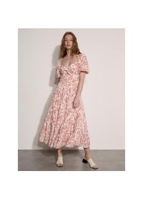 Apricot, Damen, Druckkleid &raquo;Maxikleid aus Baumwolle&laquo; mit Broderie-Blumenprint, Pink, L (40) - N-Gr, Romantische Puff&auml;rmel