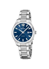 Quarzuhr Festina "Classic Steel", blau (silberfarben, blau), Armbanduhren, Damen, Quarzuhr, Armbanduhr, Damenuhr, Edelstahlarmband, analog, Tag