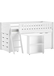 Vipack Spielbett Made in Europe, mit viel Funktion auf kleinem Raum, LF 90x200 cm, Kiefer wei&szlig; lackiert