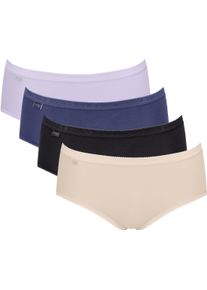 Midislip Sloggi "Basic+ Midi", Damen, Gr. 40, blau (multiple colours 20), Single Jersey, Obermaterial: 95% Baumwolle, 5% Elasthan, figurbetont, Unterhosen Midislip, perfekter Sitz, besonders weiche N&auml;hte, Multipack