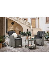 Destiny Balkonset &raquo;LUNA MERANO 2 Se + Beistelltisch 46x46cm, vintage grau&laquo; Set, 3 Stk. tlg. Aluminium, Polyrattan