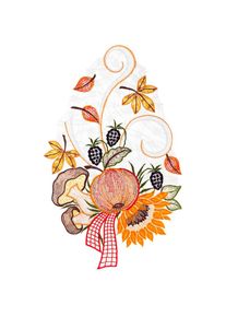 W. Reuter & Sohn - Plauener Spitze Fensterbild &raquo;Fensterbild "Herbstblumen" farbig&laquo;