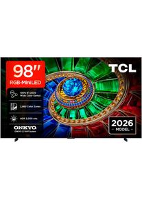 TCL Mini-LED-Fernseher &raquo;98RM7LX1&laquo; 248 cm/98 &prime;&prime; Apple Airplay 2, 2.000 nits HDR, 100 % BT.2020, ONKYO 2.1