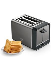 Bosch Toaster &raquo;DesignLine TAT4P425DE, integrierter Edelstahl-Br&ouml;tchenaufsatz&laquo; 2 kurze Schlitze 970 W Abschaltautomatik, Auftaufunktion, Liftfunktion, 
