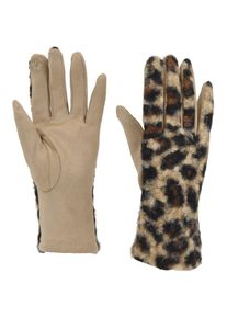 styleBREAKER Baumwollhandschuhe &raquo;Touchscreen Handschuhe mit Leoparden Muster&laquo; 1 Stk. beige, Gr&ouml;&szlig;e Einheitsgr&ouml;&szlig;e