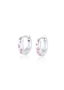 Elli Paar Ohrstecker &raquo;Ohrringe Kinder Creole Rosa Kristalle 925 Silber&laquo; silberfarben, Gr&ouml;&szlig;e 10