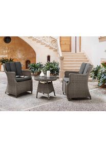 Destiny Balkonset &raquo;LUNA MALAGA&laquo; 2x Sessel, 1x Beistelltisch, inkl. Auflagen, 7 Stk. tlg. Aluminium, Polyrattan