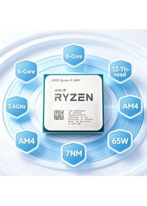 7NM Process AMD Ryzen 5 3600 CPU 6-Core 12-Thread 3.6GHz AM4 65W Desktop Gaming Processor DDR4 Support