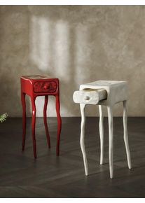 European Designer Mid-Century Clay Textured Side Table with Drawer Creative Irregular Decor Cabinet Dining Room Home Furniture