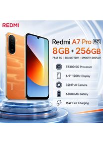 2026 new Redmi A7 Pro 5G 8GB+256GB Smartphone, T8300 5G, 6.9'' 120Hz Display, 32MP AI Camera, 6300mAh Battery, Dual SIM 5G Phone