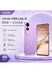 2026 new vivo V50 Lite 5G 8GB+256GB Smartphone, Dimensity 6300, 6.77'' 120Hz AMOLED, 50MP Sony Camera, 6500mAh, 90W FlashCharge