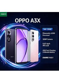 2026 New OPPO A3X Smartphone 8GB RAM 256GB ROM Mediatek Helio P35 Octa-Core Processor 6.5' HD+ Display Dual 13MP + 2MP Camera