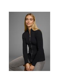 AJC Strickjacke in Rippstrick, mit Stehkragen und Zipper schwarz, Gr&ouml;&szlig;e 32/34 (XS)
