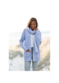 Vivance Strickjacke Set, mit Schal, aus kuscheliger Strickqualit&auml;t, Cardigan blau, Gr&ouml;&szlig;e 44/46